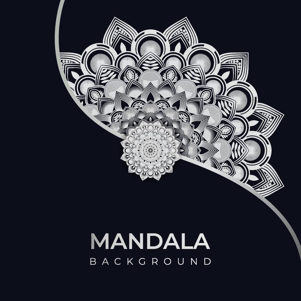 mandala de luxe avec fond arabe motif arabesque argenté. mandala décoratif abstrait de style ramadan ornemental vecteur