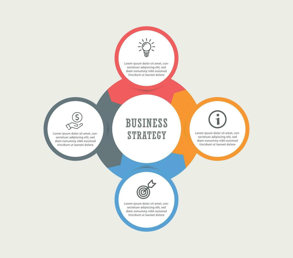 infographie élément. graphique, graphique, diagramme avec 4 pas, choix, les pièces, processus, phase. vecteur affaires modèle pour présentation et entraînement..