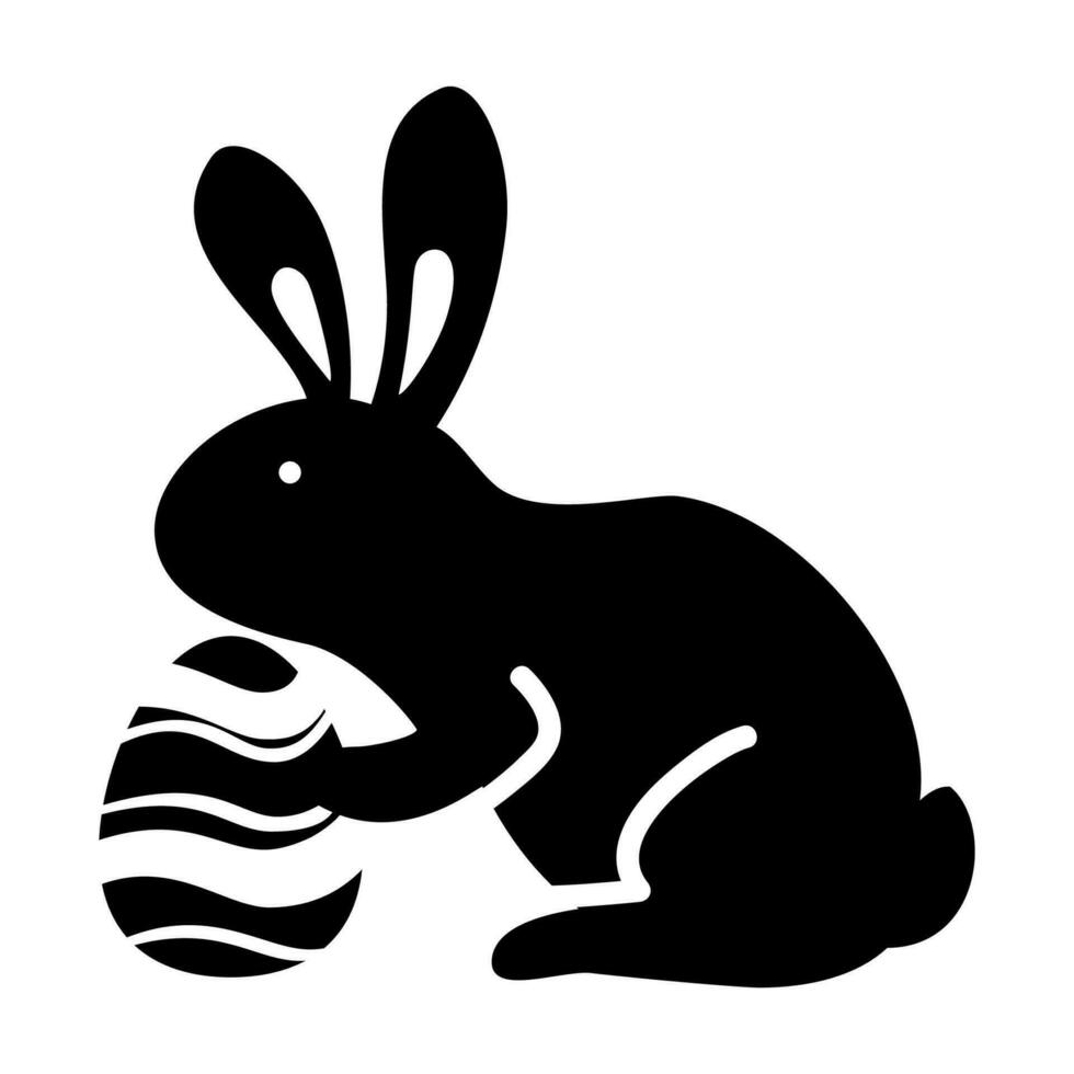 mignonne noir lapin icône dessin animé personnage vecteur isolé sur blanc Contexte. content Pâques.