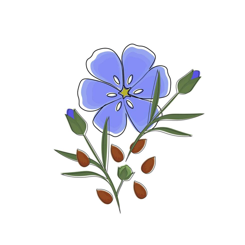 logo illustration ligne art fleur chanvre plante lin la graine vecteur