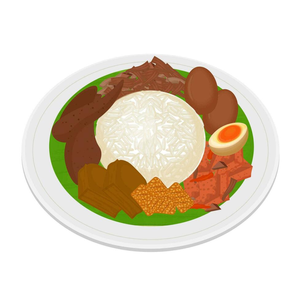 traditionnel nourriture gudeg riz vecteur illustration logo