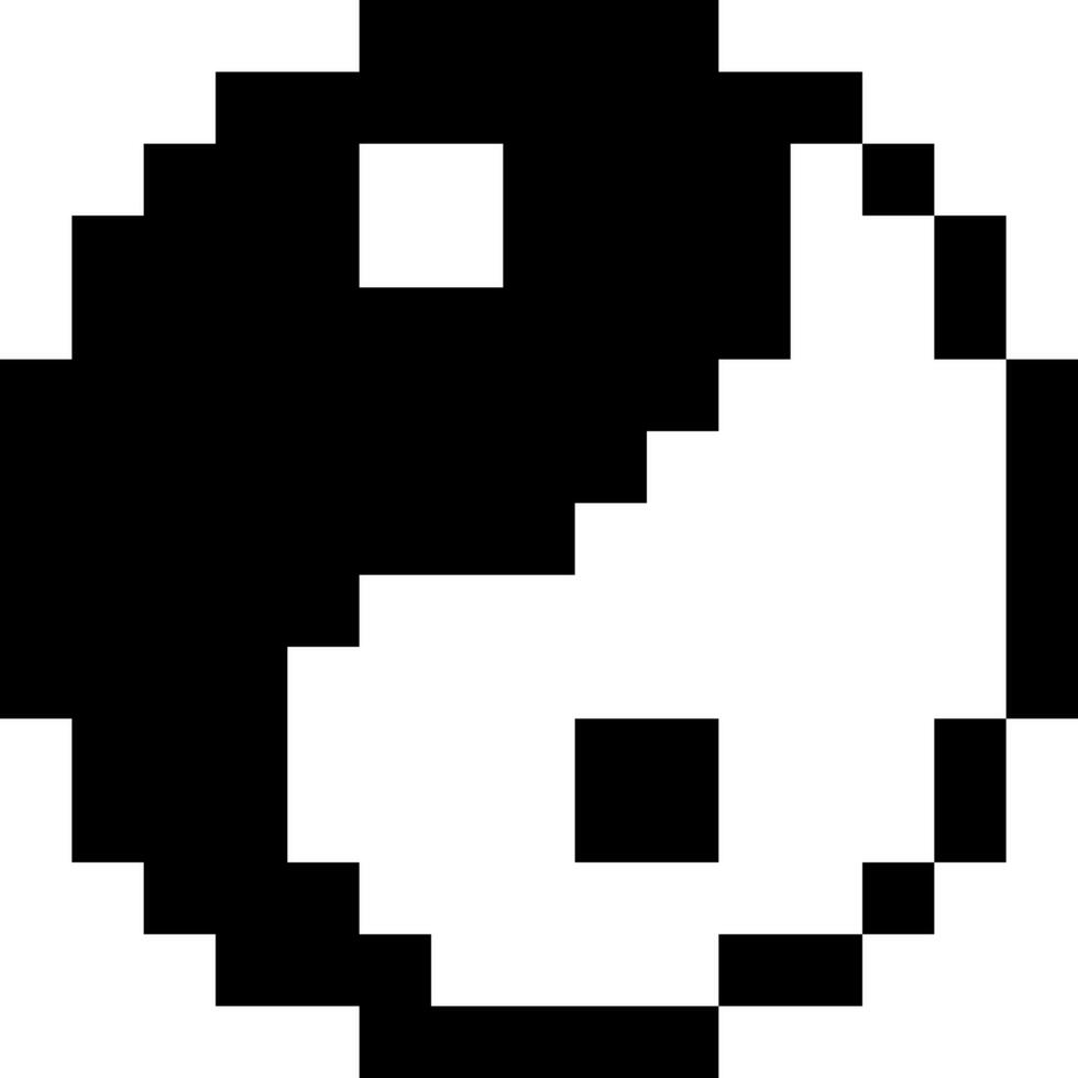 yin Yang dessin animé icône dans pixel style vecteur
