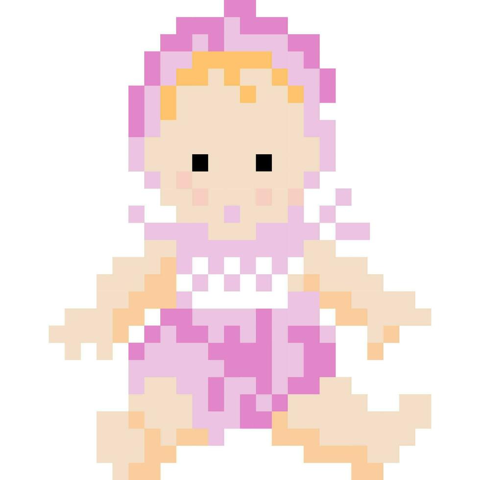 bébé dessin animé icône dans pixel style vecteur