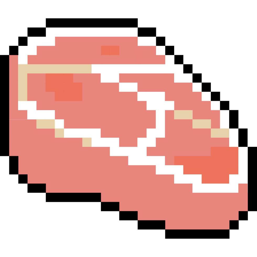 brut steak dessin animé icône dans pixel style vecteur