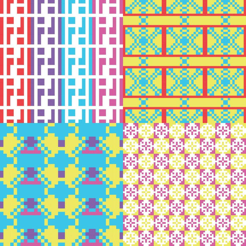 quatre différent motifs avec différent couleurs et dessins vecteur