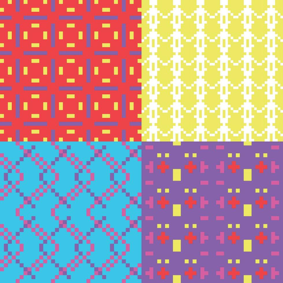 quatre différent motifs avec différent couleurs et dessins vecteur