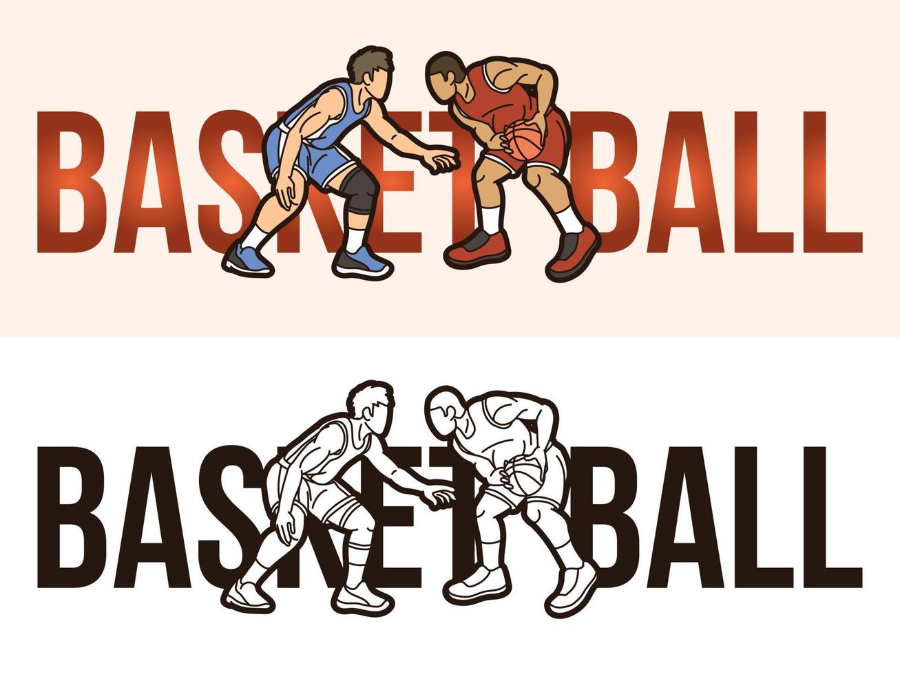 conception de polices de basket-ball avec joueur de sport vecteur