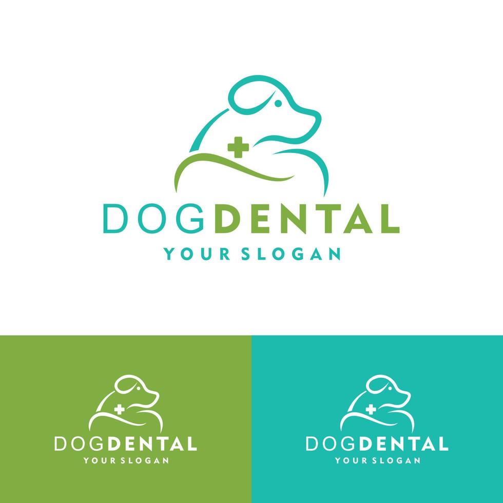 Soins dentaires pour animaux de compagnie avec logo chien icône vecteur illustration design