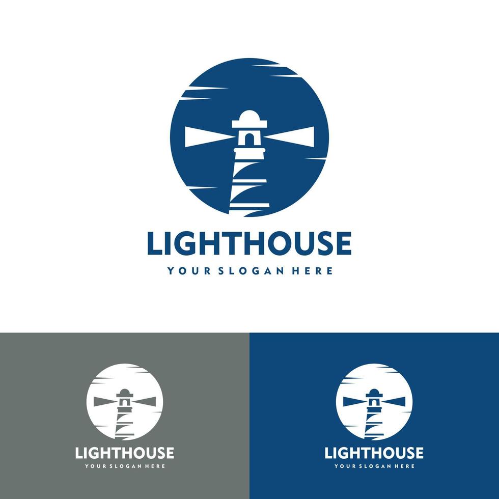 phare avec le lever du soleil style plat logo icône vecteur illustration design