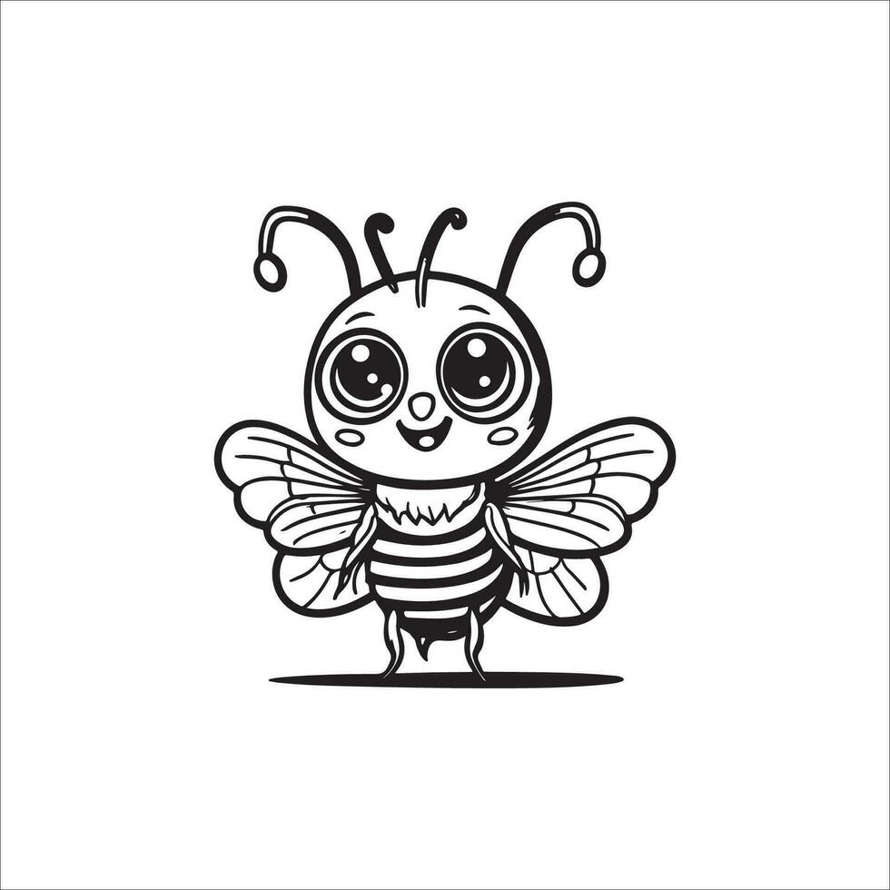 abeille dessin animé coloration page illustration vecteur pour des gamins coloration livre