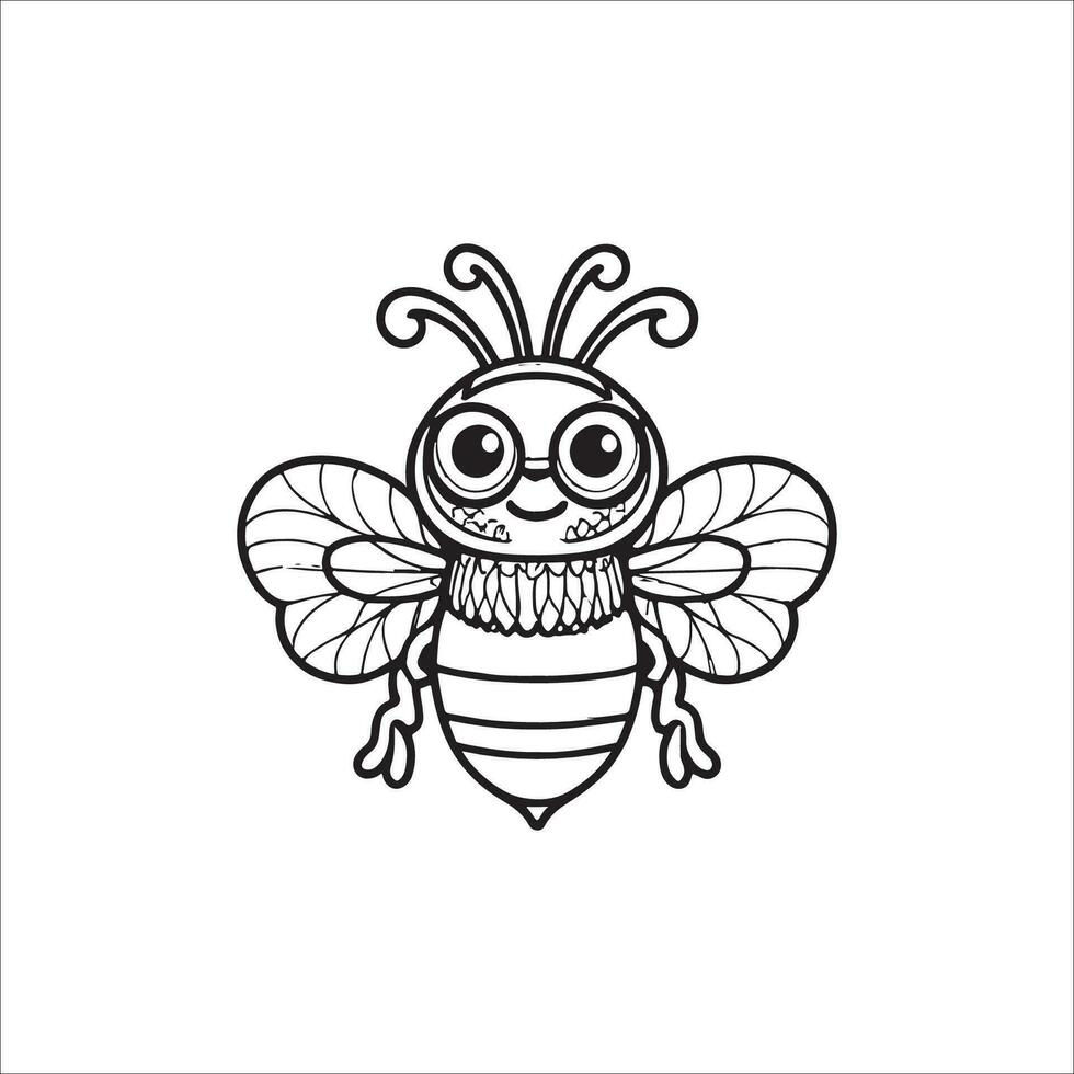 abeille dessin animé coloration page illustration vecteur pour des gamins coloration livre