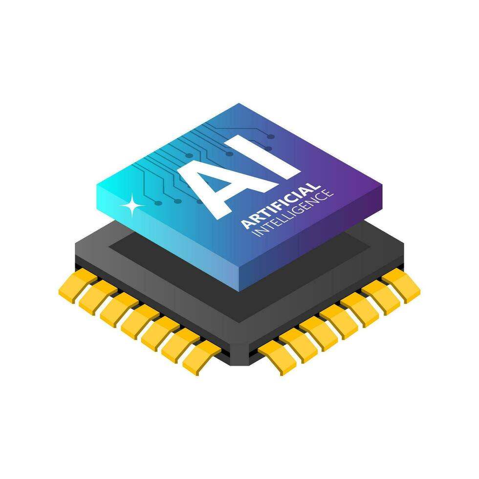 ai chipset sur circuit planche dans futuriste concept adapté pour futur La technologie ouvrages d'art , sensible la toile bannière isométrique vecteur