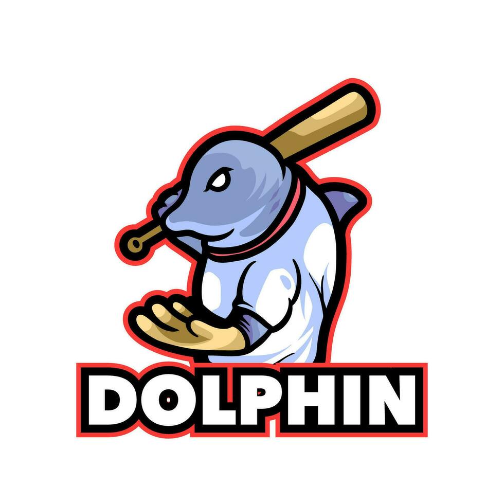 dauphin base-ball mascotte logo vecteur