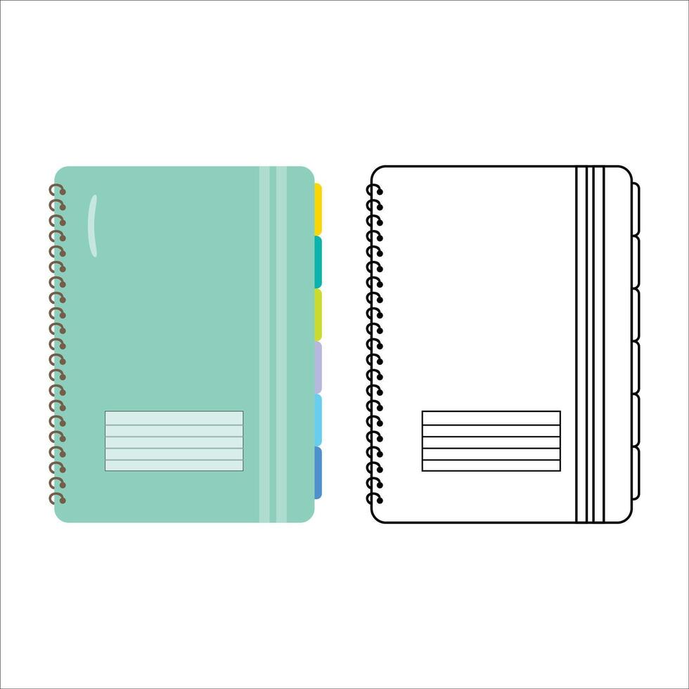 spirale carnet contour avec Couleur clipart vecteur