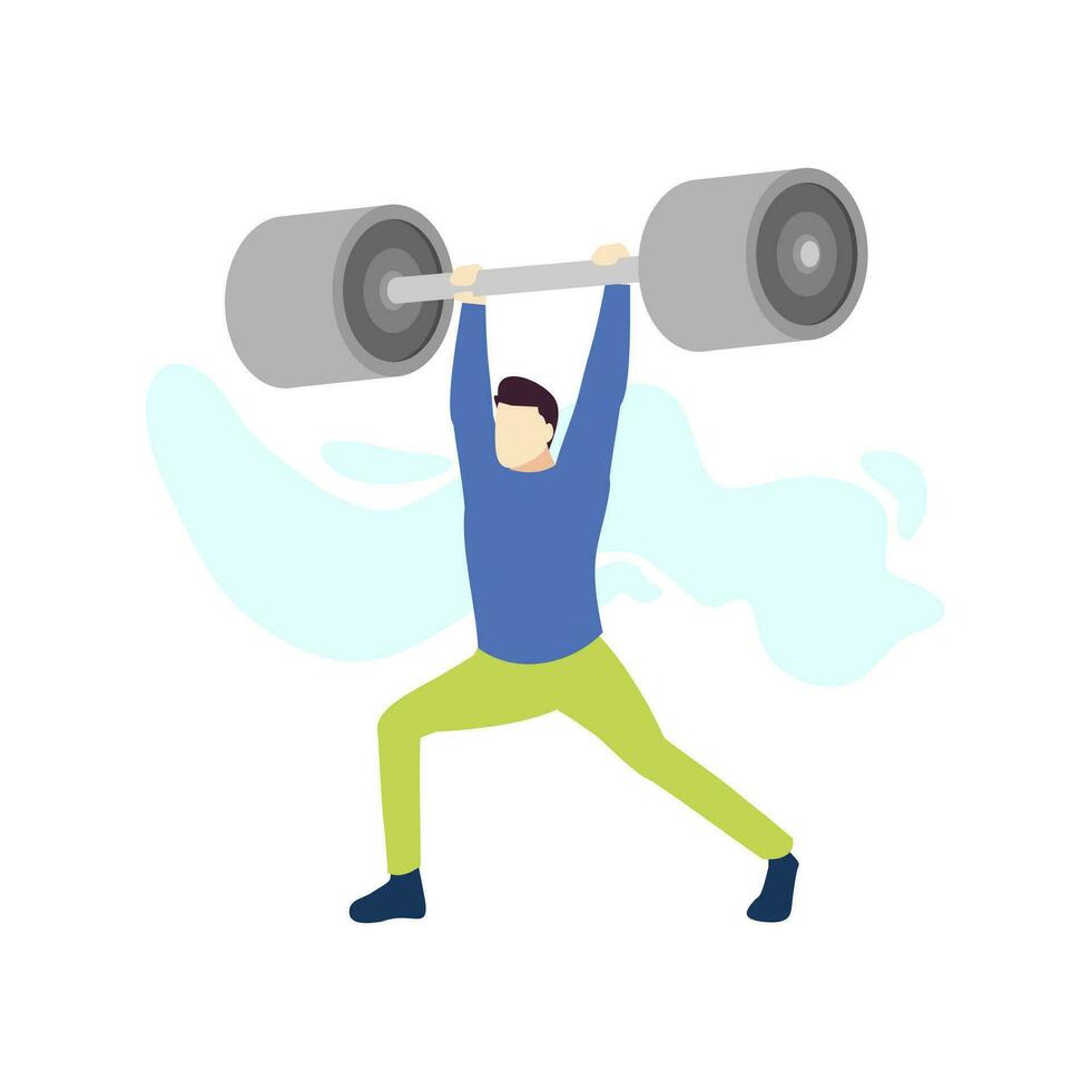 homme levage lourd haltère haltère à exercice aptitude Gym sport gens personnage plat conception vecteur illustration