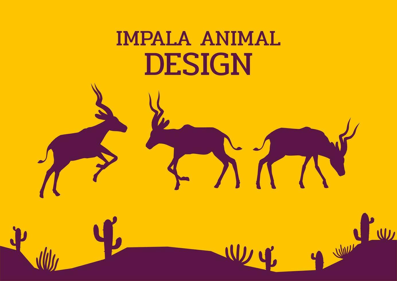 antilope désert animal silhouette plat conception vecteur illustration
