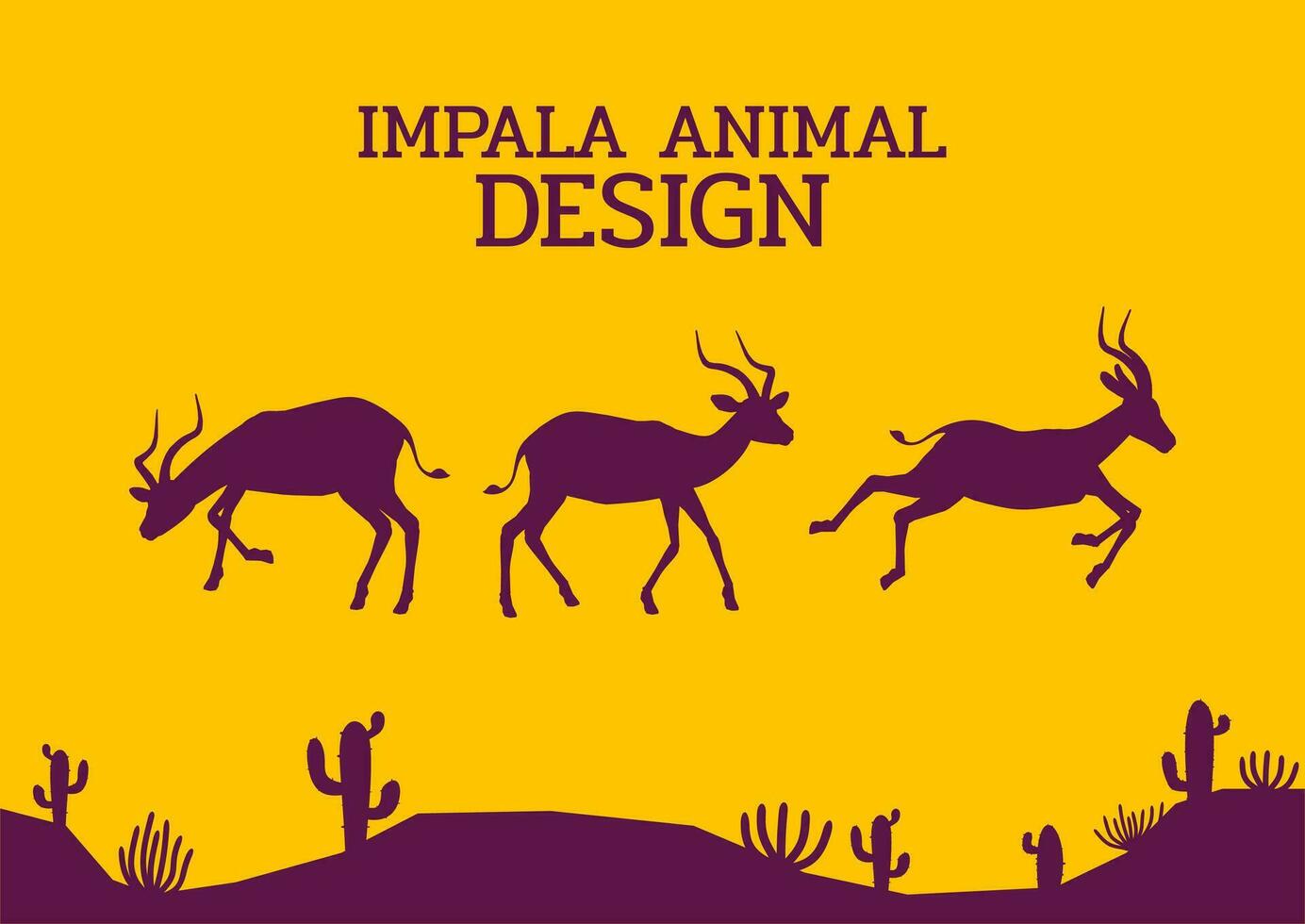 antilope désert animal silhouette plat conception vecteur illustration