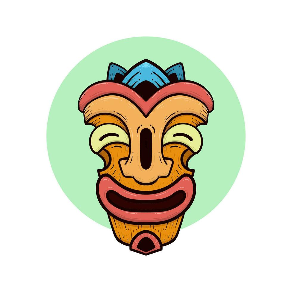 tribal tiki masques hawaïen totem culture vecteur en bois coloré des illustrations