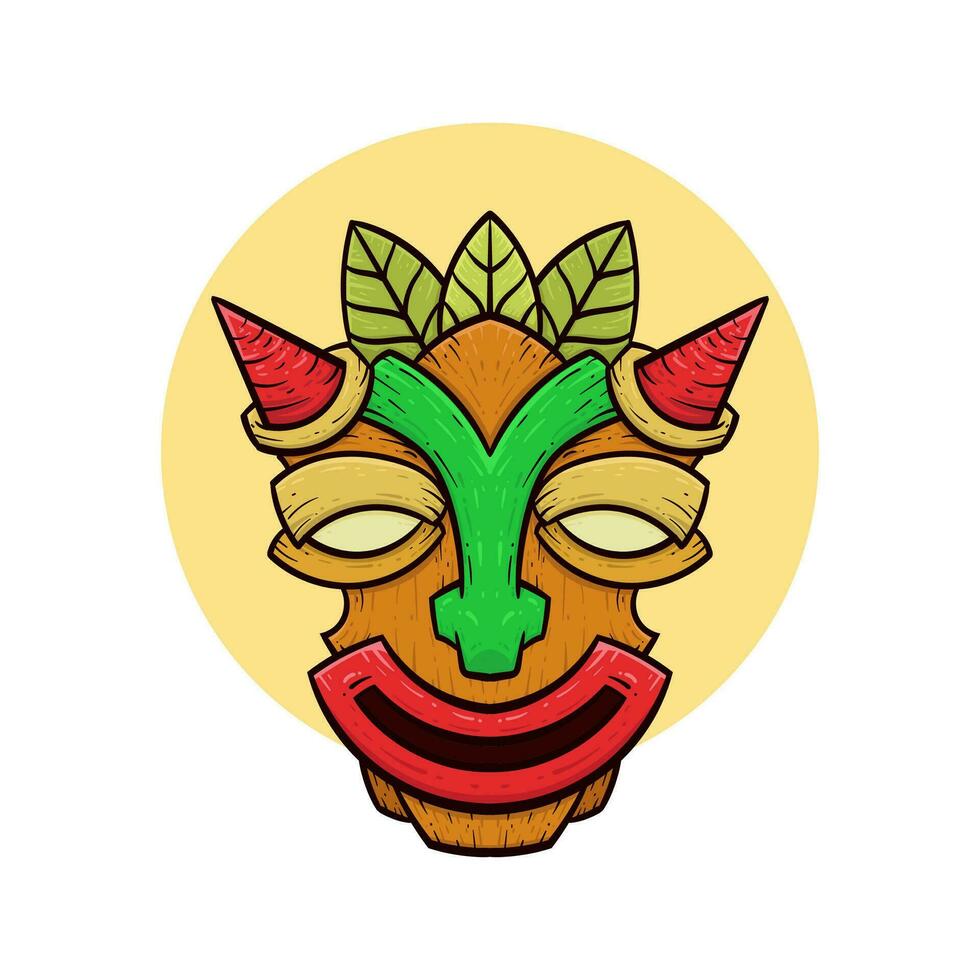 tribal tiki masques hawaïen totem culture vecteur en bois coloré des illustrations