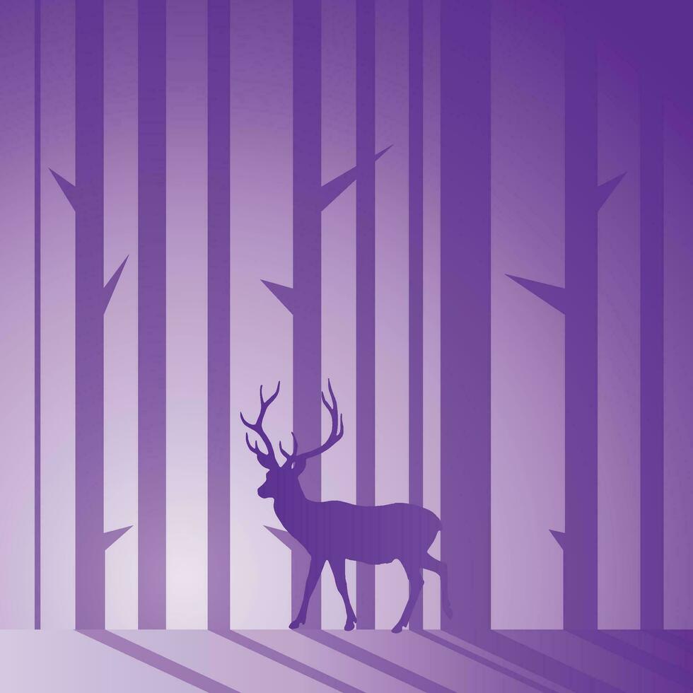 cerf dans forêt silhouettes moderne vecteur illustration