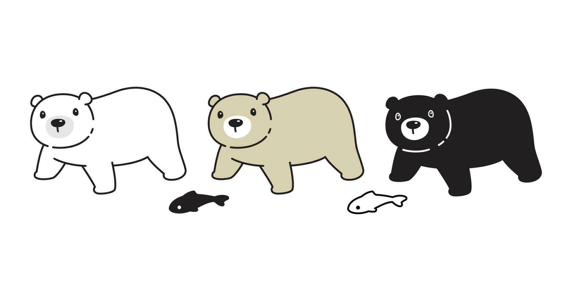 ours vecteur polaire ours icône dessin animé personnage symbole logo illustration griffonnage conception