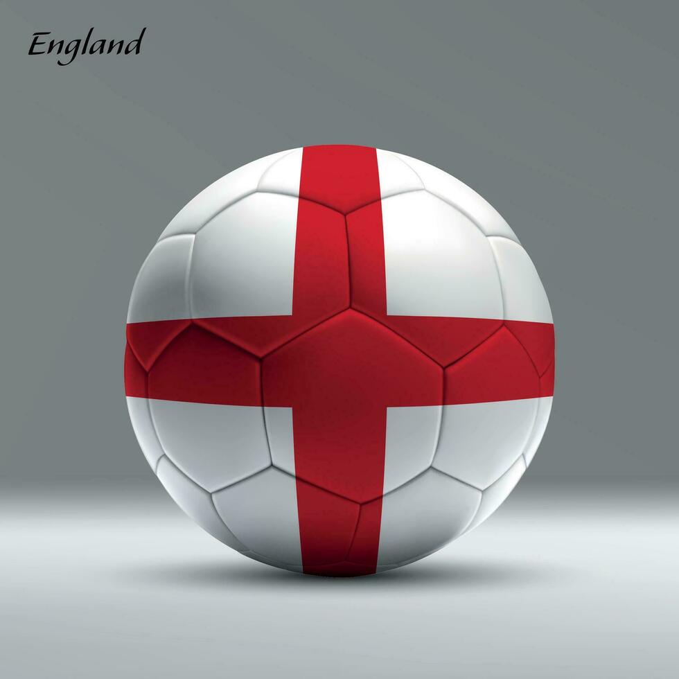 3d réaliste football Balle Moi avec drapeau de Angleterre sur studio Contexte vecteur