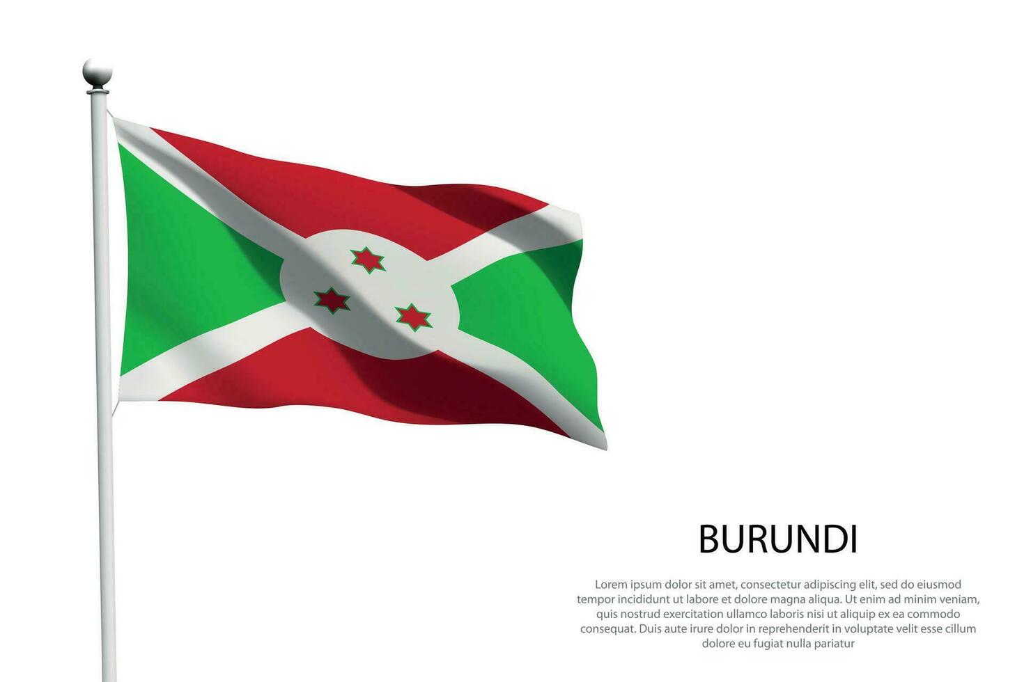 nationale drapeau burundi agitant sur blanc Contexte vecteur