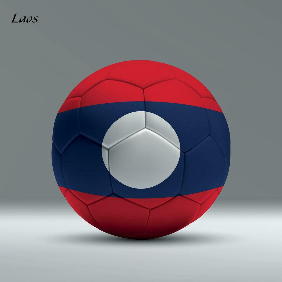 3d réaliste football Balle Moi avec drapeau de Laos sur studio Contexte vecteur