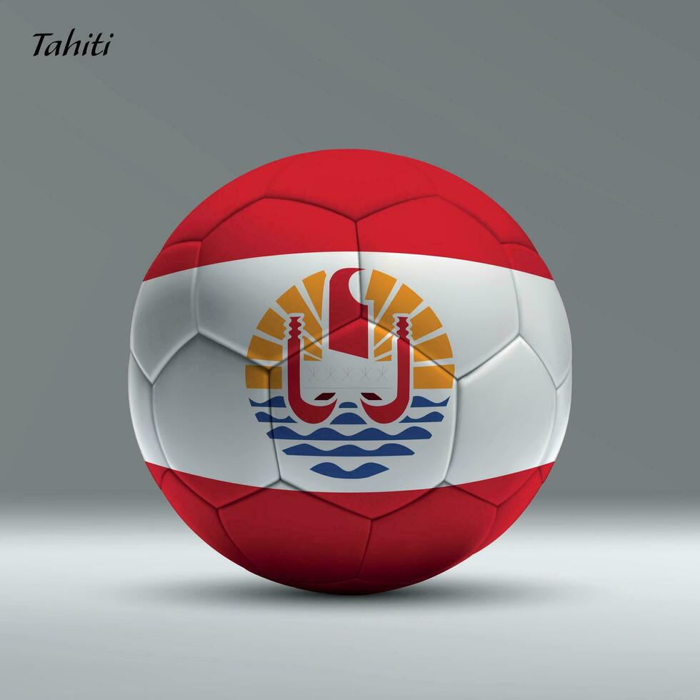 3d réaliste football Balle Moi avec drapeau de Tahiti sur studio Contexte vecteur