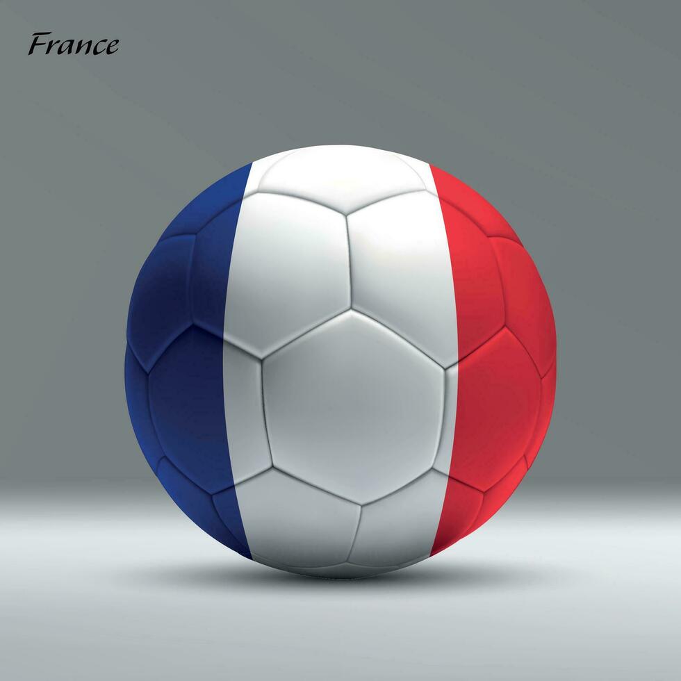 3d réaliste football Balle Moi avec drapeau de France sur studio Contexte vecteur