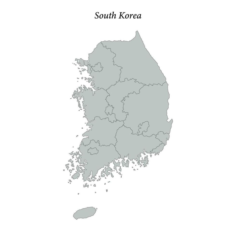 Facile plat carte de Sud Corée avec les frontières vecteur
