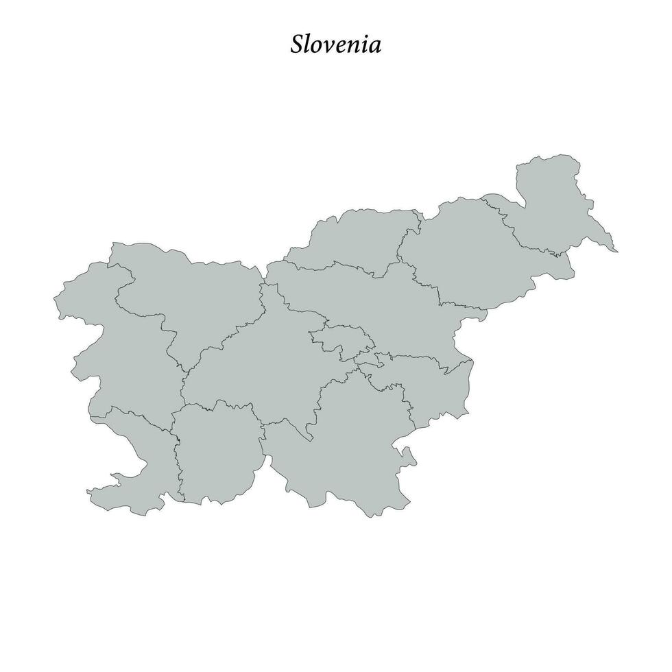 Facile plat carte de slovénie avec les frontières vecteur