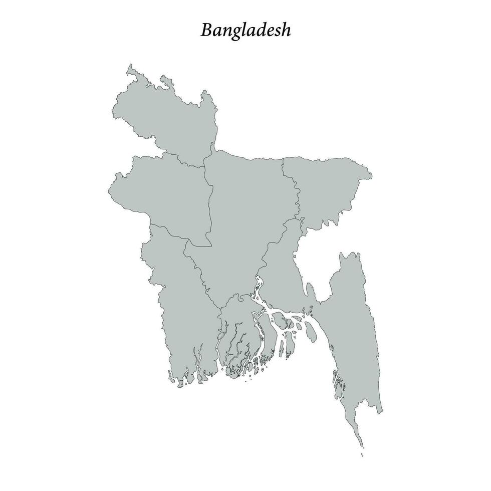 Facile plat carte de bangladesh avec les frontières vecteur