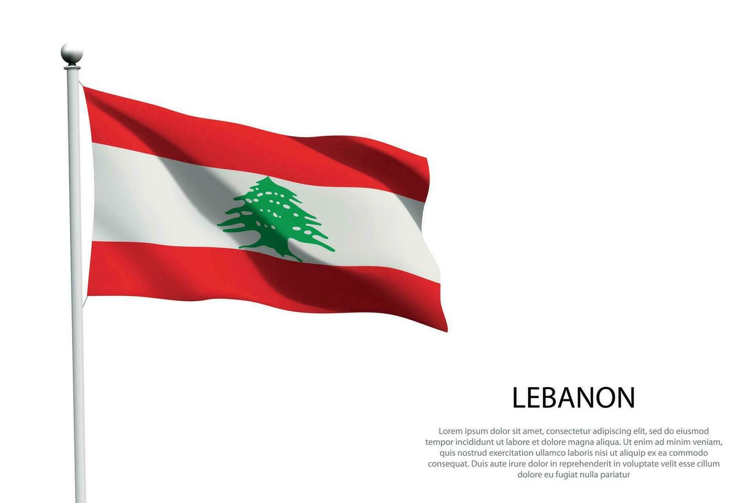 nationale drapeau Liban agitant sur blanc Contexte vecteur