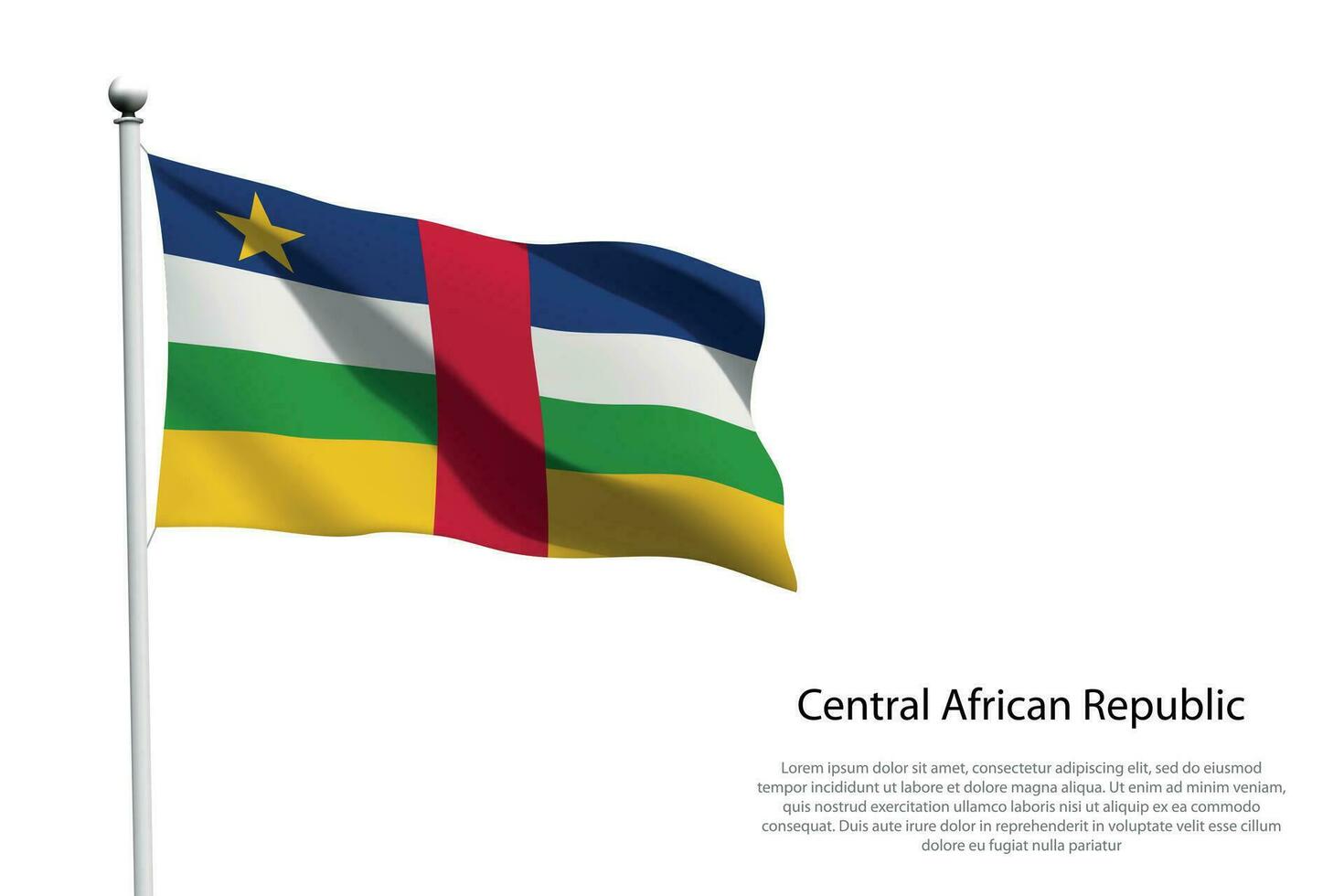 nationale drapeau central africain république agitant sur blanc Contexte vecteur