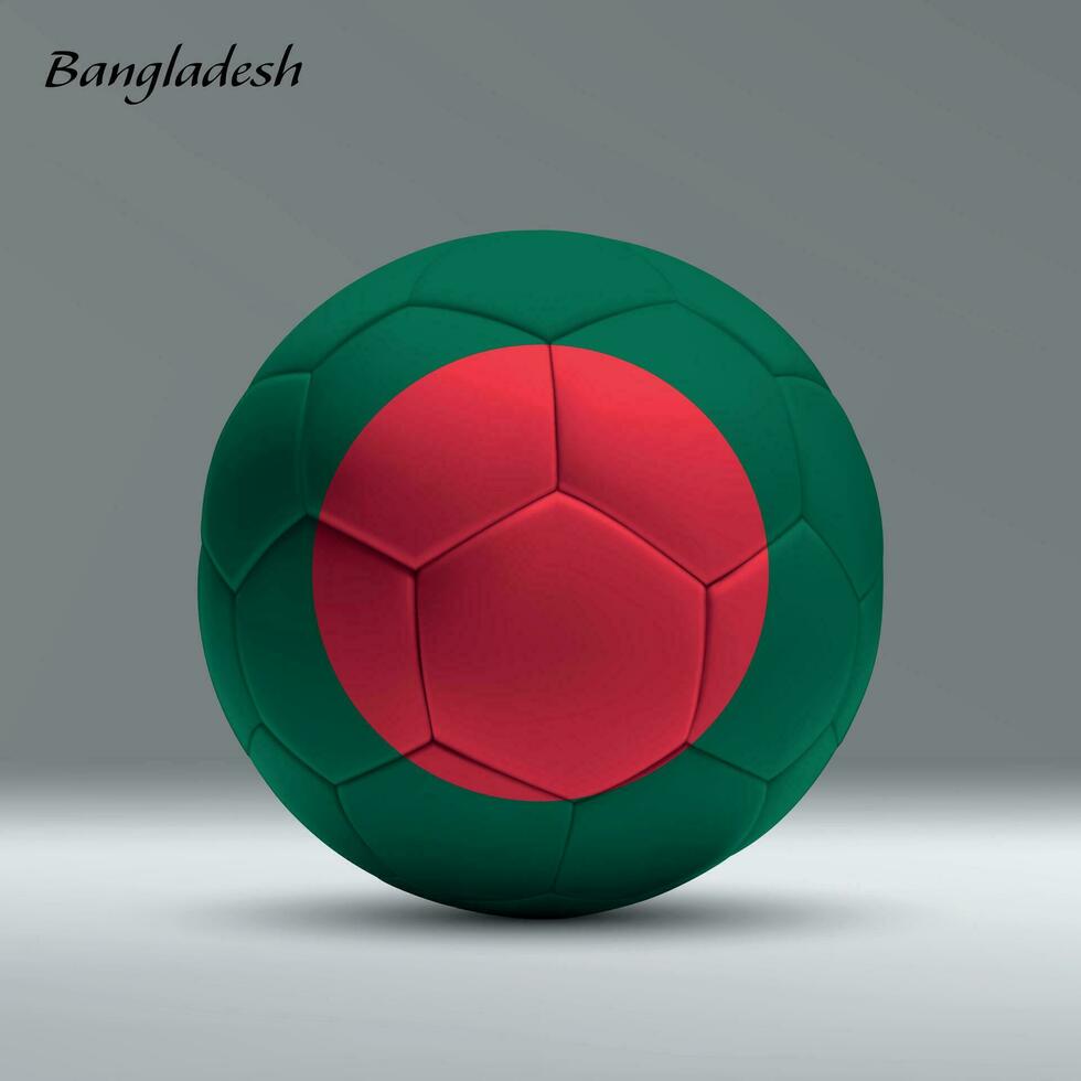 3d réaliste football Balle Moi avec drapeau de bangladesh sur studio Contexte vecteur