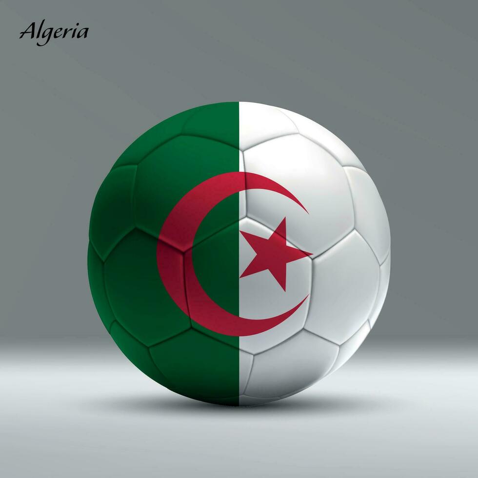 3d réaliste football Balle Moi avec drapeau de Algérie sur studio Contexte vecteur