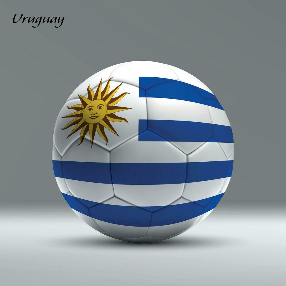 3d réaliste football Balle Moi avec drapeau de Uruguay sur studio Contexte vecteur