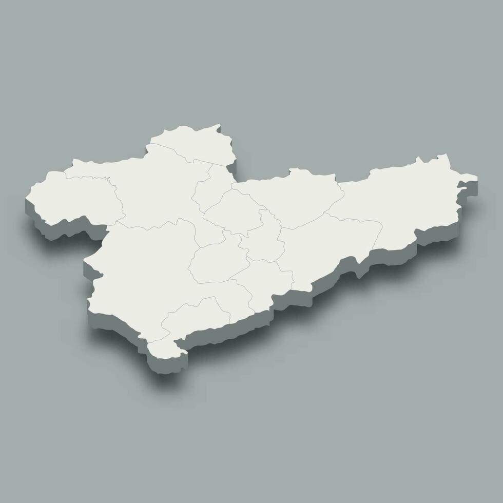 3d isométrique carte central anatolie Région de dinde vecteur