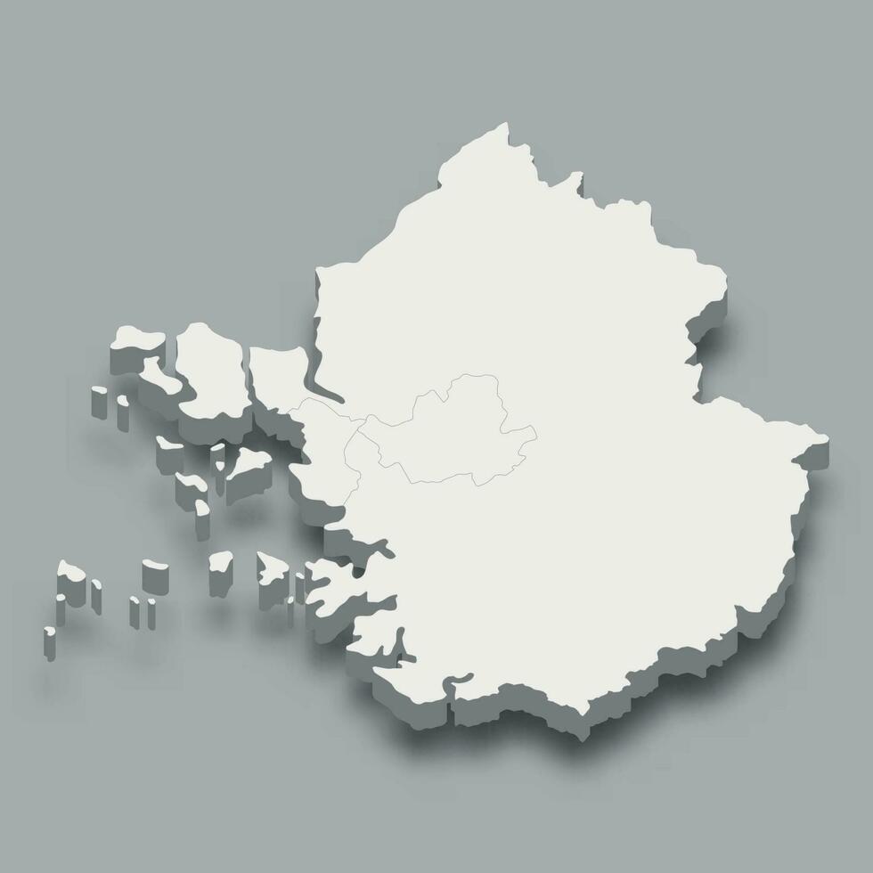 3d isométrique carte gyeonggi Région de Corée vecteur