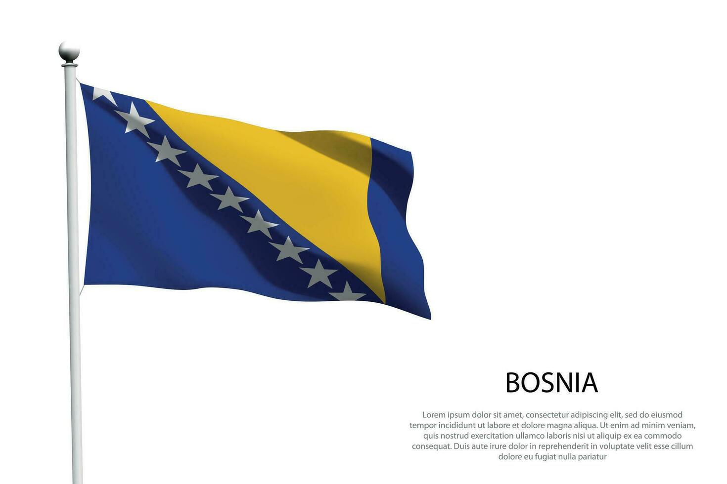 nationale drapeau Bosnie agitant sur blanc Contexte vecteur
