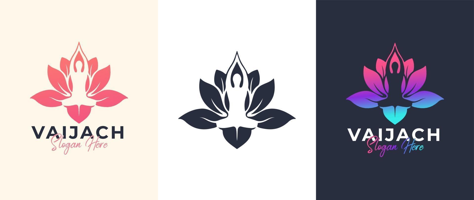 yoga pose silhouette logo fleur de lotus fleur fond vecteur