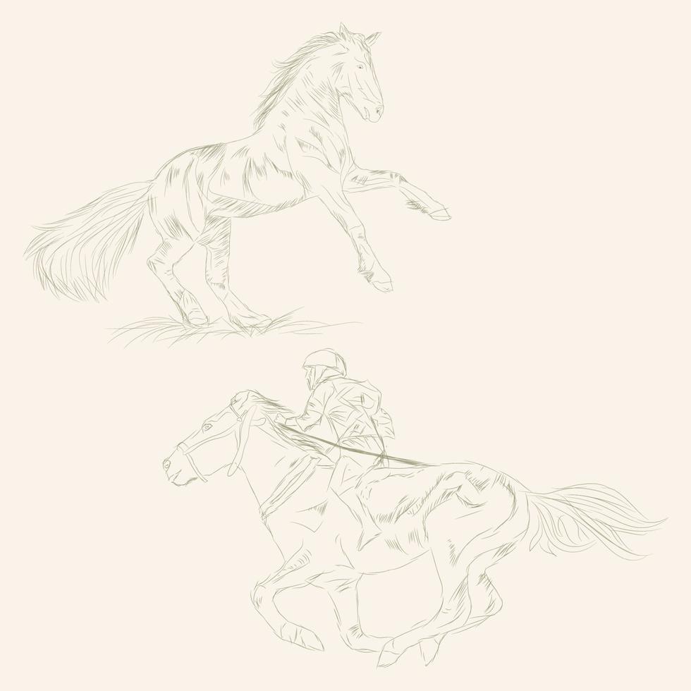 croquis de course de chevaux vecteur