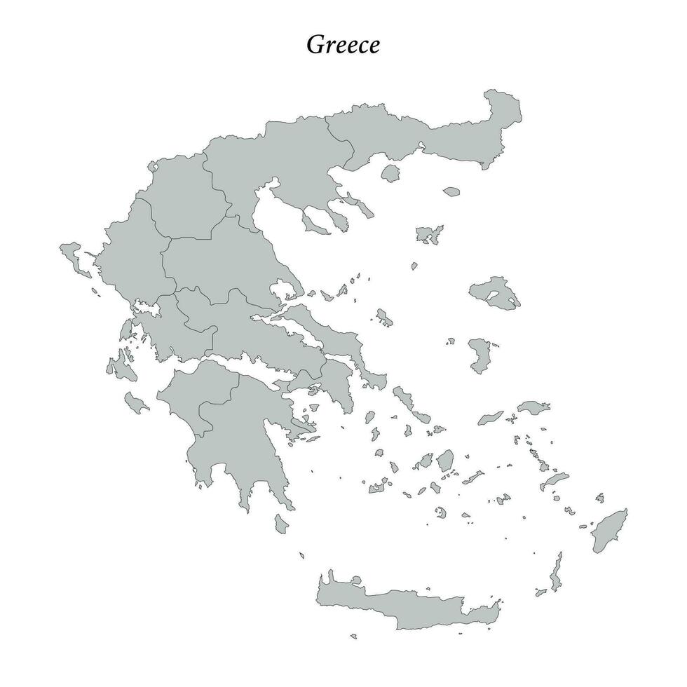 Facile plat carte de Grèce avec les frontières vecteur