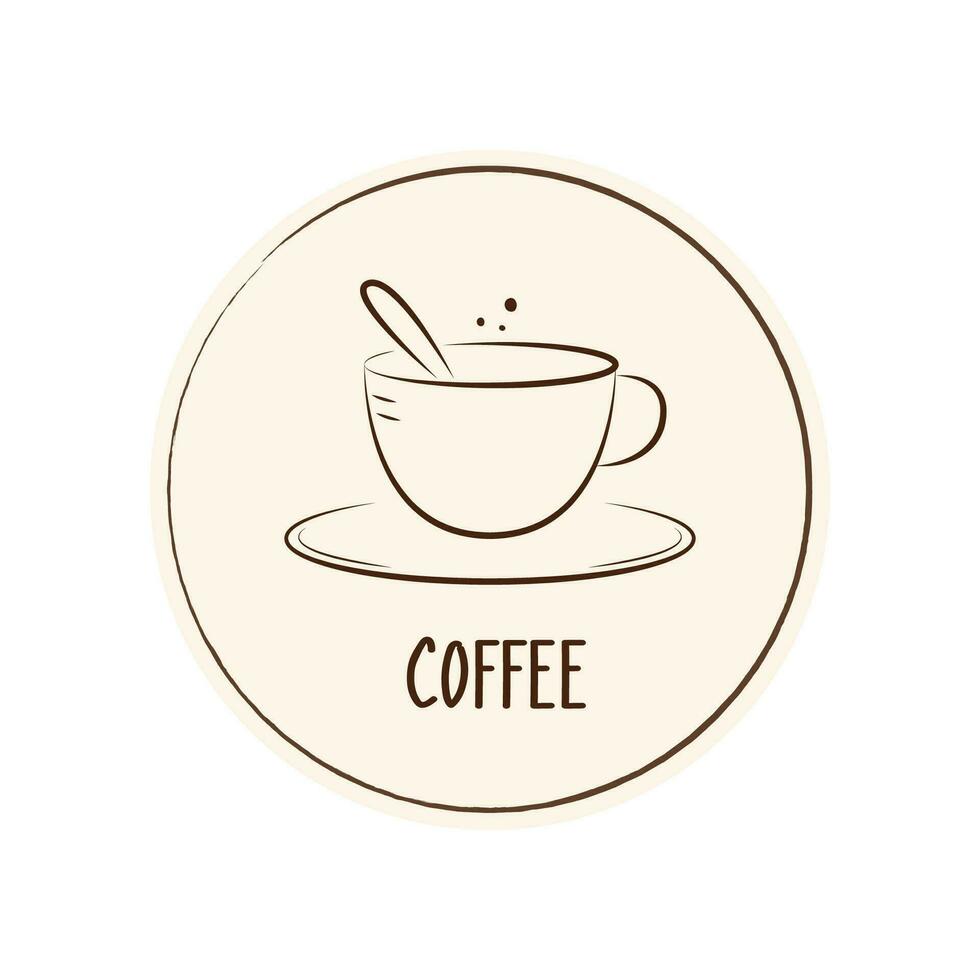 café tasse logo sur blanc Contexte. tasse de Frais café. vecteur