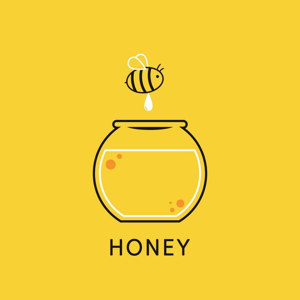mon chéri pot et abeille vecteur. mon chéri logo conception. nid d'abeille modèle fond d'écran. vecteur