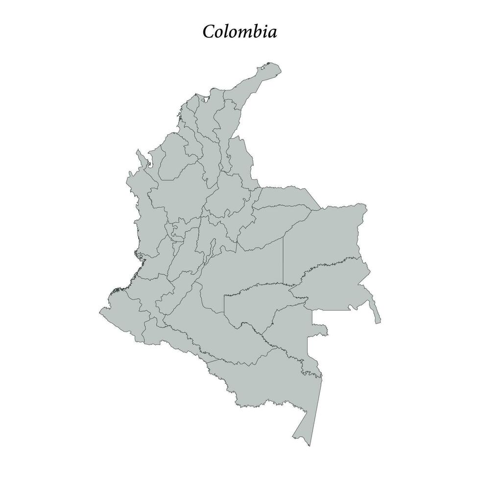 Facile plat carte de Colombie avec les frontières vecteur