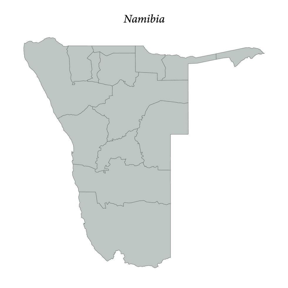 Facile plat carte de Namibie avec les frontières vecteur