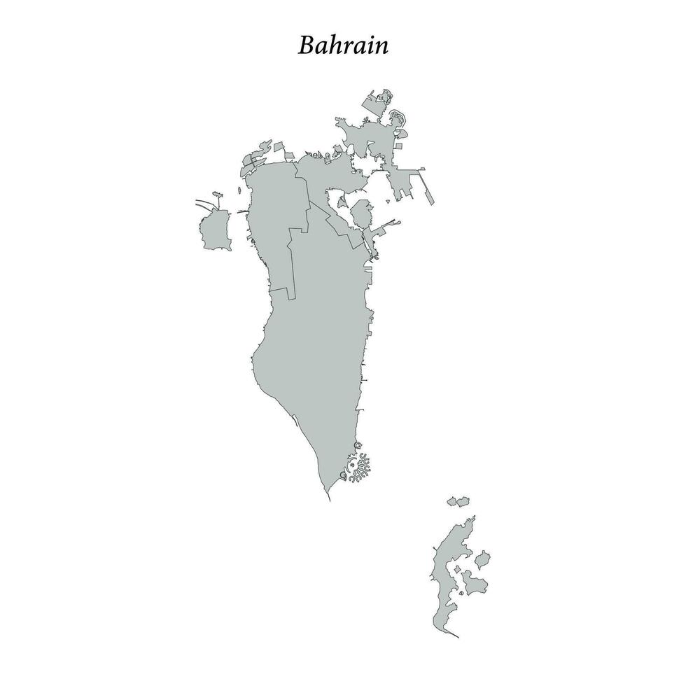 Facile plat carte de Bahreïn avec les frontières vecteur