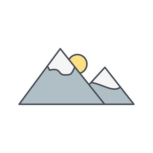 Montagne avec soleil Vector Icon